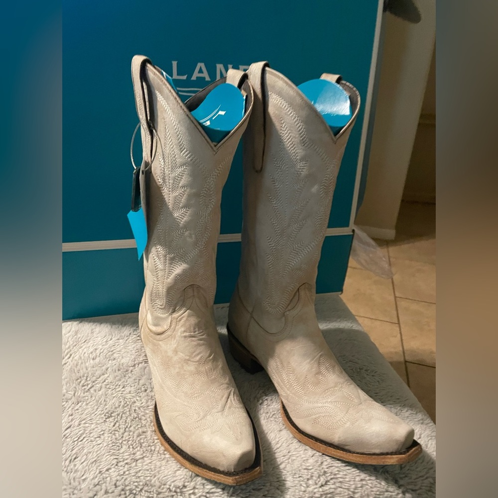 LANE WOMENS LEXINGTON CERAMIC CRACKLE BOOTS Size 8.5 Western Leather